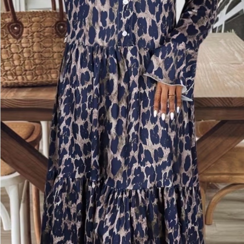 Leopard Print Long Sleeve Dress